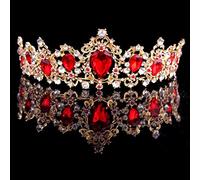 Hair Bijoux Couronne Tiaras pour femmes Baroque Couronne rouge Bleu vert cristal Bridal Crown Vintage Gold Hair Accessories de mariage Rhingestone Diadem Pageant Crowns by Gagalu (Couleur: Gold Red)