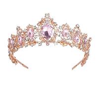 Hair Bijoux Couronne Tiaras pour femmes Baroque Couronne rouge bleu vert cristal Bridal Crown Vintage Gold Hair Accessories de mariage Righestone Diadem Pageant Crowns by Gagalu (Couleur: Rose Gold