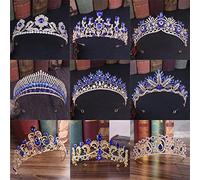 Hair Bijoux Couronne Tiaras pour femmes Baroque Trendy Tiara Bride Blue Crown For Women Wedding Diadem Tiaras Rhingestone Handmade Hairwear Hair Accessorieschrome10Mutil