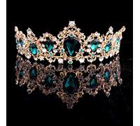 Hair Bijoux Couronne Tiaras pour femmes baroques rouges bleu vert couronne verte cristal Bridal Tiaras Accessoires de cheveux or vintage Rhingestone Diadem Pageant Couronnes