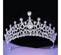 Hair Bijoux Couronne Tiaras pour femmes coréen Luxury White Crystal Couronne Accessoires de cheveux Tiara Femmes Mariage Righine Bijoux de couleurs de couleur argenté Bridal Colon (Couleur: Silver