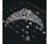 Hair Bijoux Couronne Tiaras pour femmes Diverses couleurs argentées couronnes cristaux Diadem Tiaras Luxury Cumbic Zirconia Couronne de couronne accessoires de bijoux de cheveux, Style A Silver Color