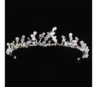 Hair Bijoux Couronne Tiaras pour femmes Pink Gold Pearl Bridal Crowns Handmade Tiara Bride Bandband Crystal Wedding Diadem Crown Mariage Accessoires de cheveux par Gagalu (Couleur: Chrome11)
