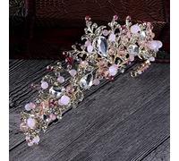 Hair Bijoux Couronne Tiaras pour femmes Pink Gold Pearl Bridal Crowns Handmade Tiara Bride Banders Crystal Wedding Diadem Couronne de mariage Accessoires de cheveux par Gagalu (Couleur: Couronne