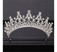 Hair Bijoux Couronne Tiaras pour femmes Vintage Bridal Crown Rhingestone cristal couronne Couleur princesse Couronne de mariage Accessoires de cheveux Crown Crown Crown By Gagalu (Couleur: Silver)