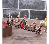 Hair Bijoux Crown Tiaras for Women Baroque Red and Black Bridal Round Crown Marié Robe de mariée