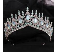 Hair Bijoux Crown Tiaras for Women Big Tiaras and Crowns for Bride Wedding Baroque Bands King and Queen Crowns Water Drop Rhinestone Designs HairBands Bijoux (Couleur: A)