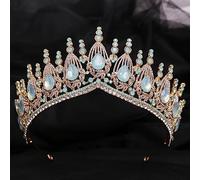 Hair Bijoux Crown Tiaras for Women Big Tiaras and Crowns for Bride Wedding Baroque Bands King and Queen Crowns Water Drop Rhinestone Designs HairBands Bijoux (Couleur: C)