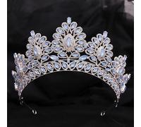 Hair Bijoux Crown Tiaras for Women Big Tiaras and Crowns for Bride Wedding Baroque Bands King and Queen Crowns Water Drop Rhinestone Designs HairBands Bijoux (Couleur: F)