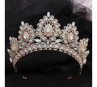 Hair Bijoux Crown Tiaras for Women Big Tiaras and Crowns for Bride Wedding Baroque Bands King and Queen Crowns Water Drop Rhinestone Designs HairBands Bijoux (Couleur: G)