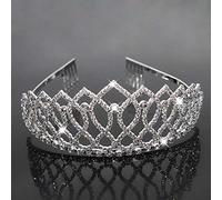Hair Bijoux Crown Tiaras for Women Bridal Tiaras & Crowns Band Band Flower Rhingestone Wedding-Hairs Accessories Fashion Big Crown Hair-Jewelry by Gagalu (Couleur: Chrome13)