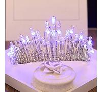 Hair Bijoux Crown Tiaras for Women Bridal Wedding Tiara and Crown LED Princess Crown Pearl Rhinestone Crystal 18e anniversaire par Gagalu (Couleur: F Blue Light)