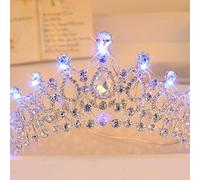 Hair Bijoux Crown Tiaras for Women Bridal Wedding Tiara and Crown LED Princess Crown Pearl Rhinestone Crystal 18e anniversaire par Gagalu (Couleur: G Blue Light)