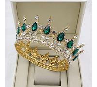 Hair Bijoux Crown Tiaras for Women Crystal Vintage Royal Queen King Tiaras and Crowns Men/Women Pageant Prom DiADEM Ornements de cheveux Accessoires de bijoux de cheveux, vert or