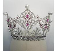 Hair Bijoux Crown Tiaras for Women Luxury Big Bride Bride Wedding Crow Gorgeous Crystal Crystal GRAND RORD Queen Tiaras Beauty Hair Accessoires, rose