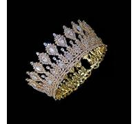 Hair Bijoux Crown Tiaras for Women Luxury Round Bride Crown Zirconia Big Tiara Wedding Hair Accessory Queen Couronnes Diadem For Women Bandband Accessoires de mariage Couleur: Silver, Taille: GO