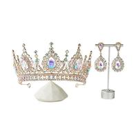 Hair Bijoux Crown Tiaras For Women Trade Trade Export Bride Crown Crown Earge Set Princess Aisha Blue Crown Elegant Female Headress Hair Band, Imitation Rhodium plaqué