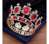 Hair Bijoux Crown Tiaras pour femmes baroque Baroque Vintage Crystal Wedding Crown Bridal Tiaras Circle Diadem Prom Couronnes Hair Jewelry Head Ornements Pageant (Couleur: rouge)