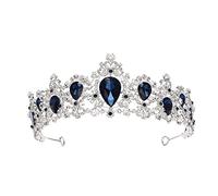 Hair Bijoux Crown Tiaras pour femmes Baroque Couronne rouge bleu vert cristal Bridal Crown Vintage Gold Hair Accessoires de mariage Rhingestone Diadem Pageant Crowns by Gagalu (Couleur: Silver Blue)