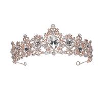 Hair Bijoux Crown Tiaras pour femmes Baroque Couronne rouge bleu vert cristal Bridal Crown Vintage Gold Hair Accessories de mariage Rhingestone Diadem Pageant Crowns by Gagalu (Couleur: Rose Gold