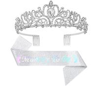 Hair Bijoux Crown Tiaras pour femmes couronne de princesse brillante avec une robe de ceinture en satin ensemble de baby shower fournit maman pour être la décoration de fête