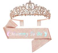 Hair Bijoux Crown Tiaras pour femmes couronne de princesse brillante avec une robe de ceinture en satin ensemble de baby shower fournit maman pour être la décoration de fête