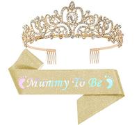 Hair Bijoux Crown Tiaras pour femmes couronne de princesse brillante avec une robe de ceinture en satin ensemble de baby shower fournit maman pour être la décoration de fête