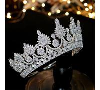 Hair Bijoux Crown Tiaras pour femmes European Retro Crown Bride Crown Banquet Robe de mariée Accessoires de bijoux par Gagalu (Couleur: platine plaquée)