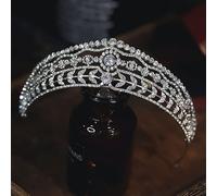 Hair Bijoux Crown Tiaras pour femmes Luxury Cumbic Zircon Wedding Crown Geometric Rhinestone Crystal Diadem Queen Crowns Princess Tiaras Bridal Party Hair Accessoires (Couleur: Style D)