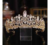 Hair Bijoux Crown Tiaras pour femmes Vintage Green Crystal Bridal Tiaras Couronnes Baroque Pageant Prom Rhinestone Veil Tiara Headpice Wedding Hair Accessories - Mutil