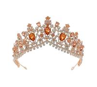 Hair Bijoux Crown Tiaras pour femmes Vintage Jaune Crystal Tiaras Robe de mariée Bijoux Bridal Crown Bandbands Tête Ornements, vert ， Jaune