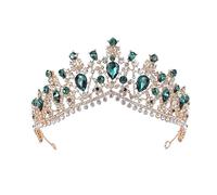 Hair Bijoux Crown Tiaras pour femmes Vintage Jaune Crystal Tiaras Robe de mariée Bijoux Bridal Crown Bandbands Tête Ornements, vert ， Jaune