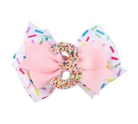 Hair Bow for Baby Girls Birthday, Ice Cream Bow Clips for Girls Confetti Birthday Bow for Hair Confetti Shaker Hair Bow for Baby Girls Birthday (3)