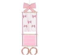 Hair Bow Organizer With Hooks Pink Bow Wall Storage | Hair Tie Organizer Claw Clip Holder | For Women Teen Girls Door Closet Bedroom Living Room Home Decor Apartment And Others