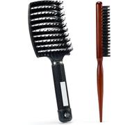 Hair Brush,Boar Bristle Brush,Professional Curved Vented Hairdresser Hairdressing Tools Quick Dry Detangling Massage Brushes,2 Brush