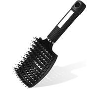 Hair Brush,Boar Bristle Brush,Professional Curved Vented Hairdresser Hairdressing Tools Quick Dry Detangling Massage Brushes (Black)