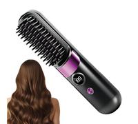 Hair Brush Straightener - Long Lasting Battery Massage Tool | Mini Ionic Hot Comb Straightener | Cordless Portable Styling Brush For Families Friends, Home Travels Indoors Outdoors Salons Dormitories,