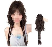 Hair Bun， Clip de queue de cheval de cheveux humains for griffe de cheveux épais sur l'extension de cheveux ondulés de queue de cheval(Brownish Black)