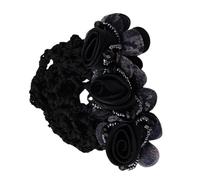 Hair Bun Cover, 8x8x5cm, Snood Hairnet with Decorative Flowers, Barrette Clip Secure Hold, Elegant Hair Accessory, Ideal for Everyday Wear or Special Occasions, Blue/Red/Black/Pink