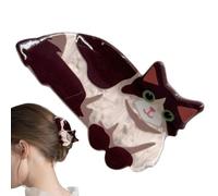 Hair Claw Clips - Animal Cat Shape Grip, Non-Slip Strong Hold Design, Secure Styling Accessory, Effortless Hair Management for Travel School Home Office, Elegant Black Styling Tool