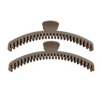 Hair Claws, 2x Frosted HairClips with Strong Grip for Women, Banana Style Hairpins & Big Barrettes for Long Curly or Short Hair Styling and Everyday Use at Home or Travel, Coffee