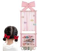 Hair Clip Holder Organizer - Pink Bow Mesh Bag Wall Mount, Girls Hair Accessories Organizer with Easy Access and Compact Design, Ideal for Women Headbands Hairpins Bedroom Living Room Home
