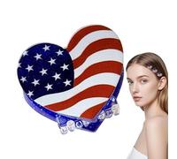 Hair Clip - Patriotic Flag Hairpin Accessory, Red White Blue Decorative Hair Clip for Women Use, Festival Party for Daily Casual Use, Independence Day Themed 4th of July Non Slip 12G