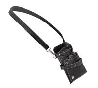 Hair Clipper Comb Hairdressing Tool Storage Bag PU Leather Scissors Waist Bags pour Ranger Les Outils de Coiffure(Black)