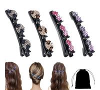 Hair Clips with Sparkling Crystal Stones, Double Layer Hair Clips for Women Girls, Braided Rhinestone Hair Clips for, Elegant Hair Styling Clips Rhinestone Hair Clip (F)