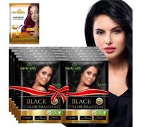Hair Color Shampoo For Gray Hair-Natural Hair Dye Shampoo With Argan Hair Mask-Travel Size-Colors Hair In Minutes-Long Lasting Colour-10pack+1pack-Ammonia-Free (Black)