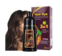 Hair Colour Shampoo Dark Brown 3-in-1, Fast-Acting Herbal Shampoo Formula, Semi-Permanent Grey Coverage, For Men and Women, Restores Shine (Dark Brown)