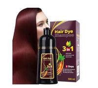 Hair Colour Shampoo Deep Wine Red 3-in-1, Fast-Acting Herbal Shampoo Formula, Semi-Permanent Grey Coverage, For Men and Women, Restores Shine (Deep Wine Red)
