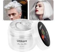 Hair Colour Wax,Hair Dye Wax Temporary Colorful Hair Washable For One Moment Natural Hair Pomade Men And Women,Halloween Party (White)