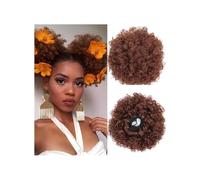 Hair Extensions Hairpiece Chignon synthétique afro bouffant avec cordon de serrage, queue de cheval bouffante bouclée et crépue, faux chignon naturel for femmes noires, postiche chignon synthétique à
